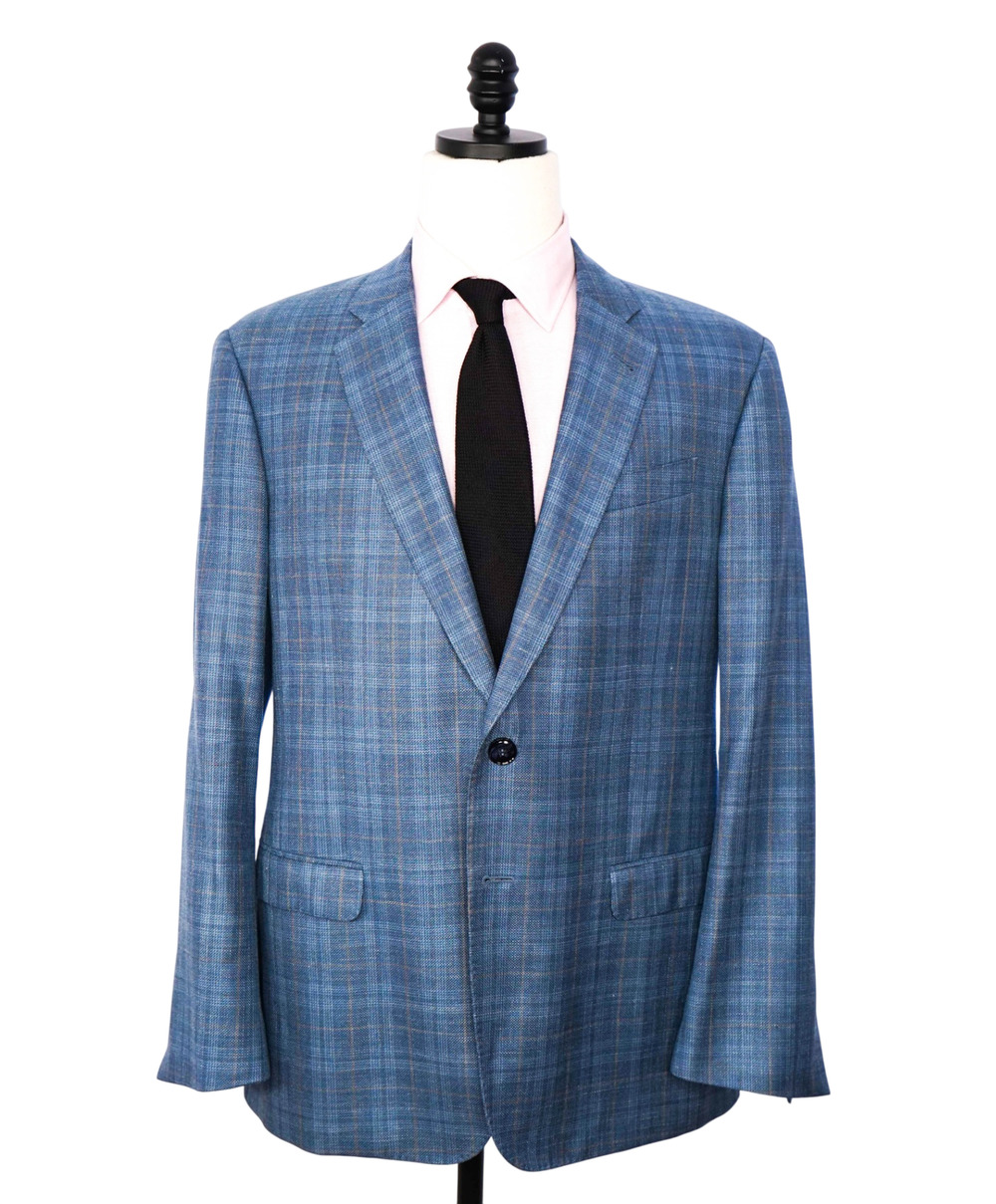 $2,295 GIORGIO ARMANI - Blue Plaid "SOFT" Blazer -44R